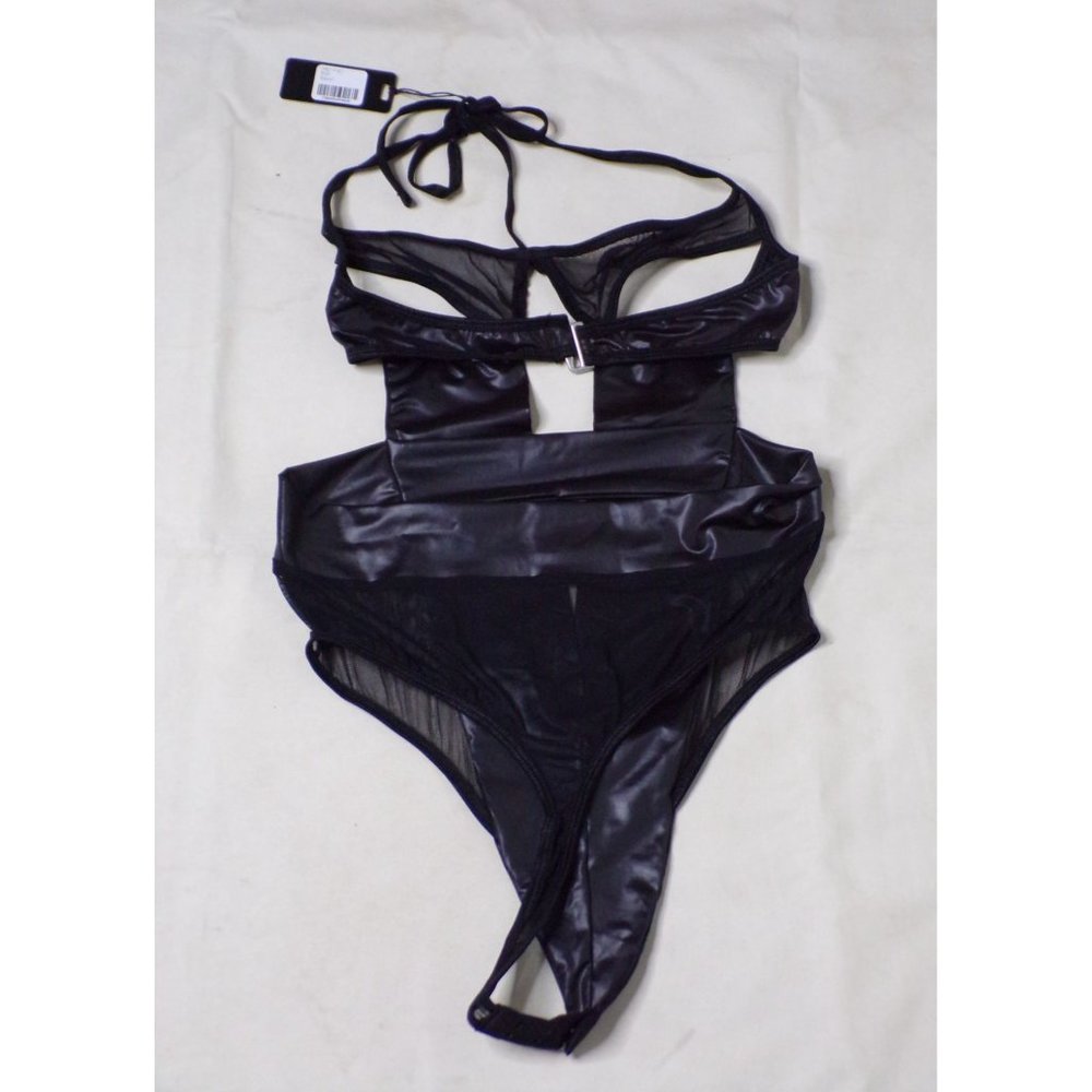 🆕 MAPALE Mesh Cutout Bodysuit Black Medium/Large Style #2683 - Picture 8 of 8